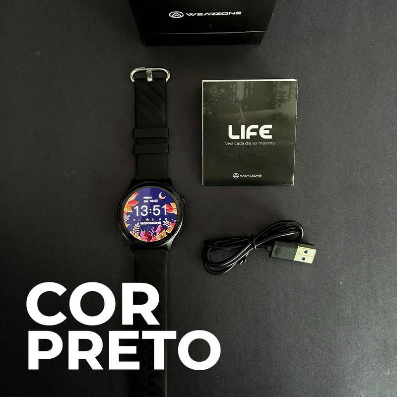 SMARTWATCH WEARZONE LIFE A PROVA D'ÁGUA 1 ATM AMOLED | BATERIA DE LONGA DURAÇÃO| 100 MODOS DE ESPORTES